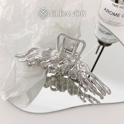 Kẹp tóc nữ càng cua Eleanor Accessories thiết lượn sóng màu bạc phụ kiện tóc kẹp tóc 4046