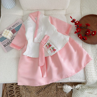 Đầm hanbok cho bé gái gồm cái tóc