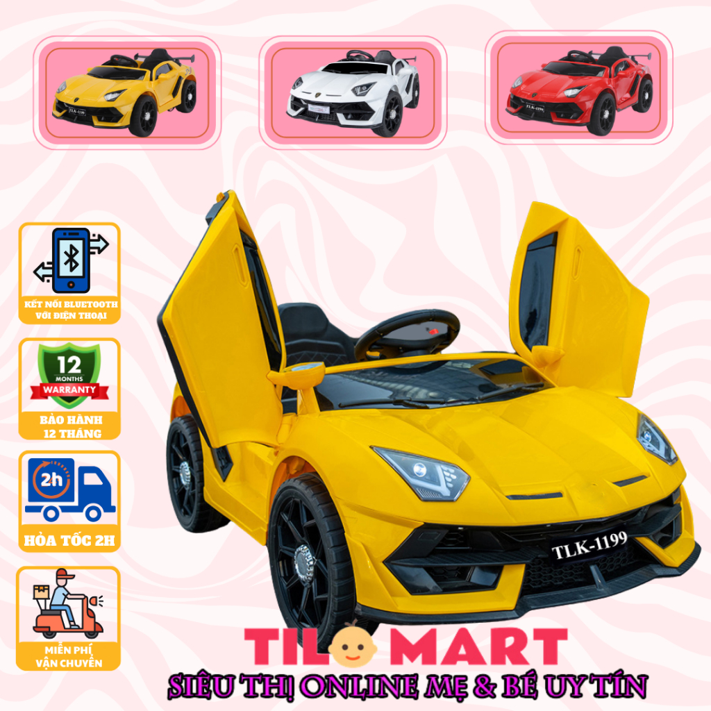 Xe ô tô điện trẻ em, xe oto điện cho bé Lamborghini TILO KIDS TLK-1199 có điều khiển từ xa, kết nối bluetooth