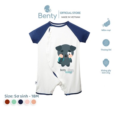 Bộ body cộc cài lệch in hình gấu BENTY BT018 chất liệu mềm mịn mát, bodysuit cho bé dễ thương