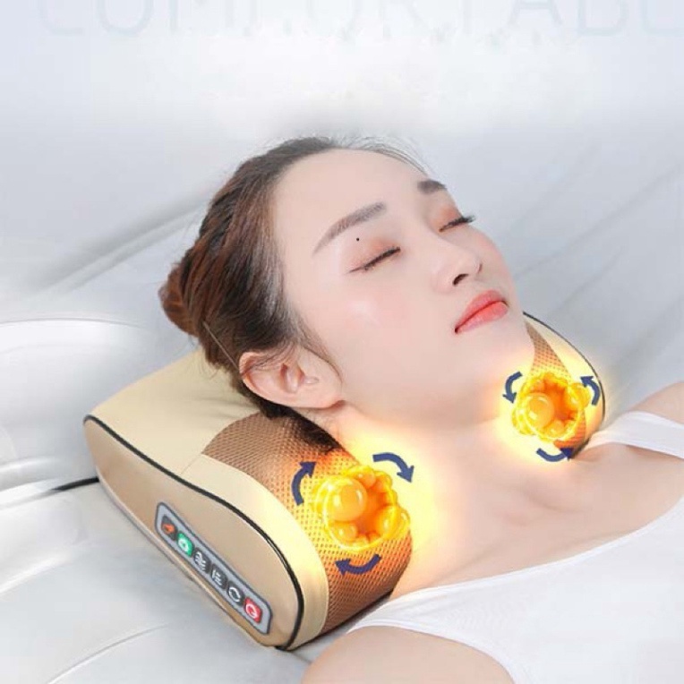 Gối Massage Cổ Vai Gáy, Máy Massage Hồng Ngoại 20 Bi Cao Cấp Hỗ Trợ Mát Xa Toàn Thân Hiệu Quả-vd.store