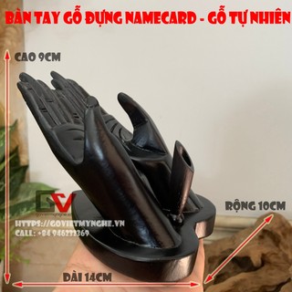 Hộp Đựng Card Visit Bàn Tay Gỗ - màu nâu đen - Dài 15cm