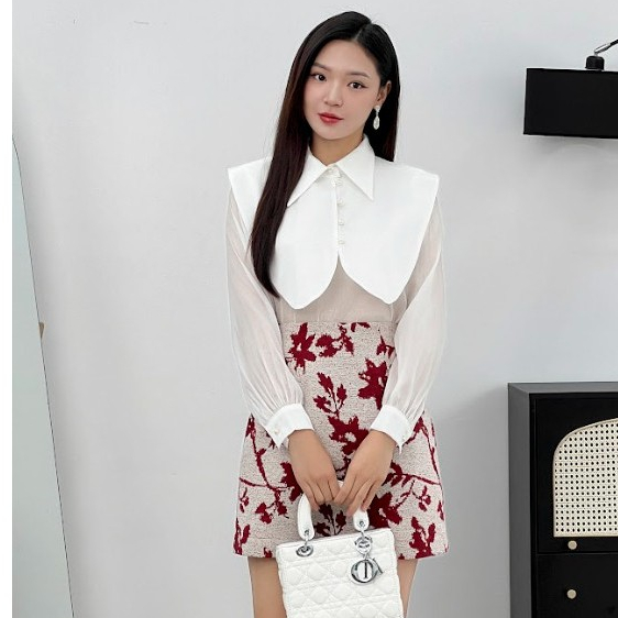 Áo Sơ Mi Nữ 𝐂𝐂𝐇𝐀𝐓 Dáng Suông Can Bong Chất Liệu Tơ Voan Nhăn Cao Cấp 63FDV2002ST