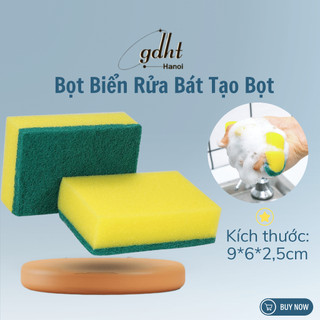 Miếng rửa chén bát 2 mặt xanh vàng Miếng bọt biển cọ rửa xoong nồi huytuan3010