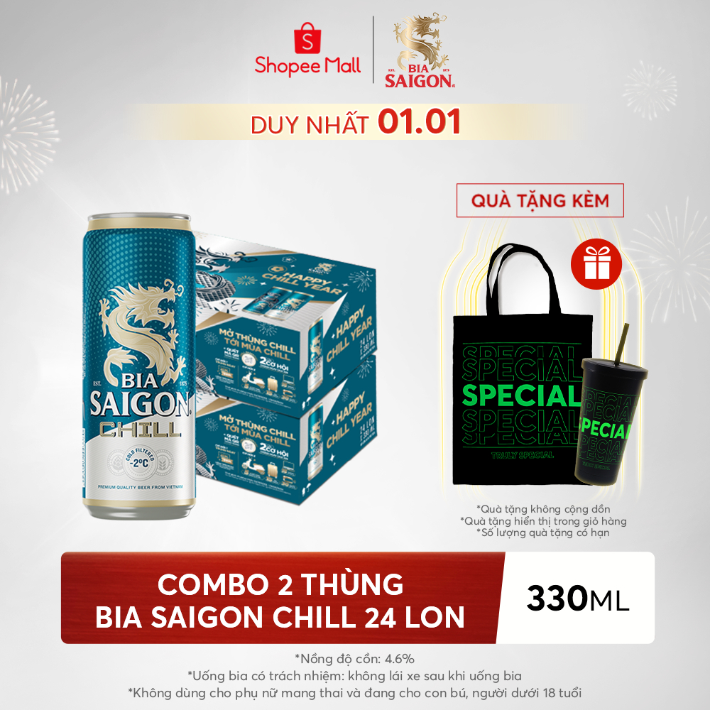 Combo 2 thùng 24 Bia Saigon Chill 330ml