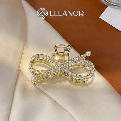 Kẹp tóc nữ Eleanor Accessories thiết kế đính đá lấp lánh kẹp tóc nơ tiểu thư phụ kiện tóc 5752