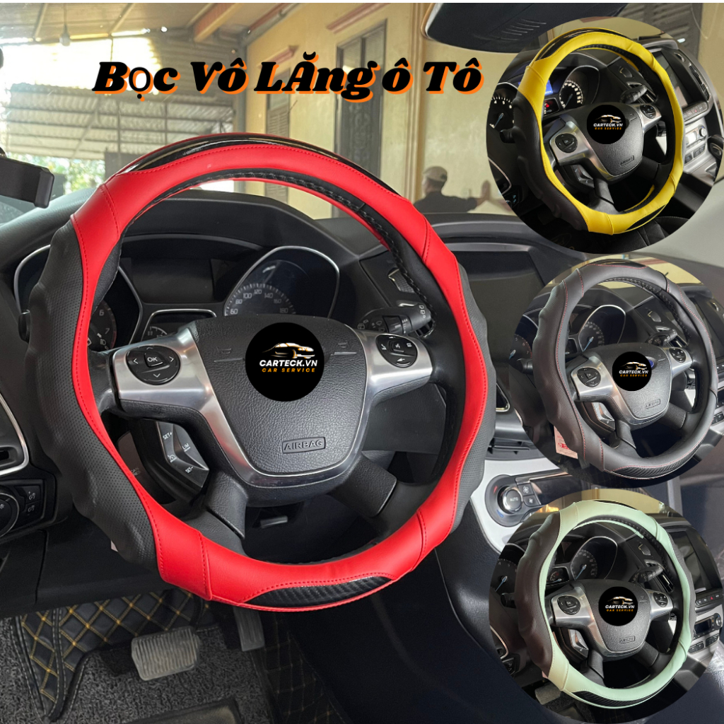 Bọc Vô Lăng Xe Kia Soluto, Kia Morning, Kia Rio Chất Liệu Da Kết Hợp Cao Su Non Cao Cấp Kiểu Dáng Thể Thao Đầm Chắc Chắn