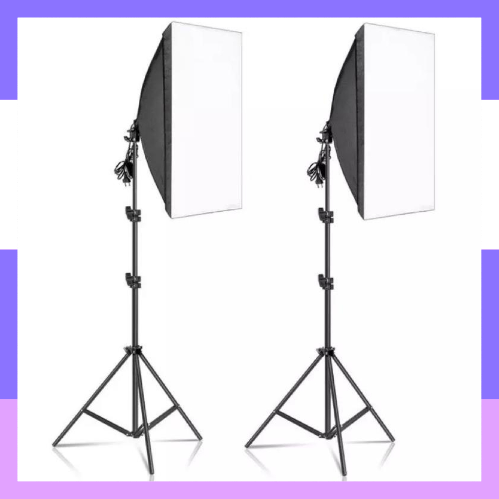 Đèn chụp ảnh, quay phim, Livestream kèm gậy 3 chân cao 2m1 softbox 50x70cm