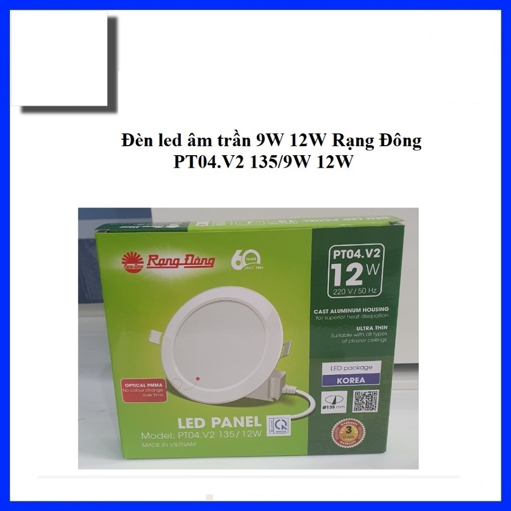 Đèn led âm trần 9W 12W Rạng Đông PT04.V2 135/12W 9W