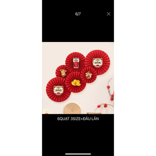 Set 6 quạt giấy trang trí Tết, trang trí lớp học, nhà hàng, văn phòng