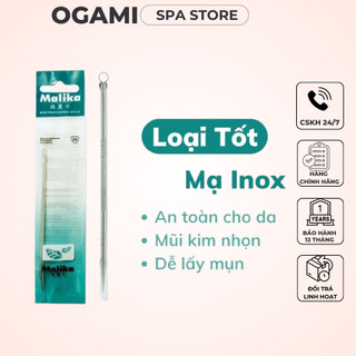 Cây nặn mụn, que năn mụn inox 2 đầu malika dùng chăm sóc da nặn mụn