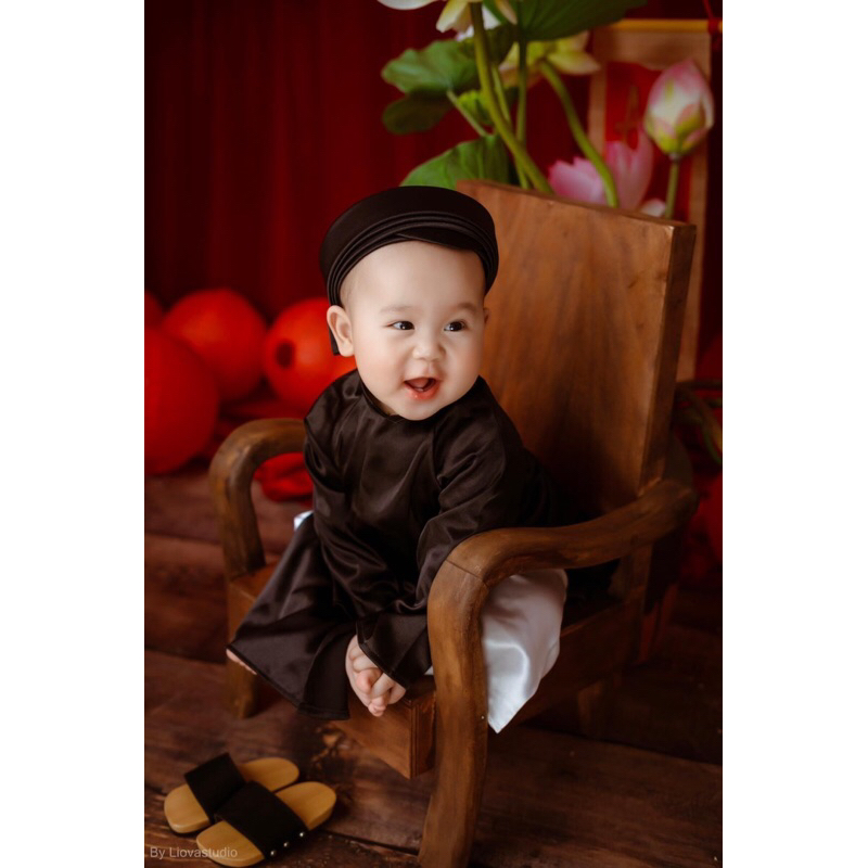 Áo dài ông đồ cho bé kèm khăn đóng