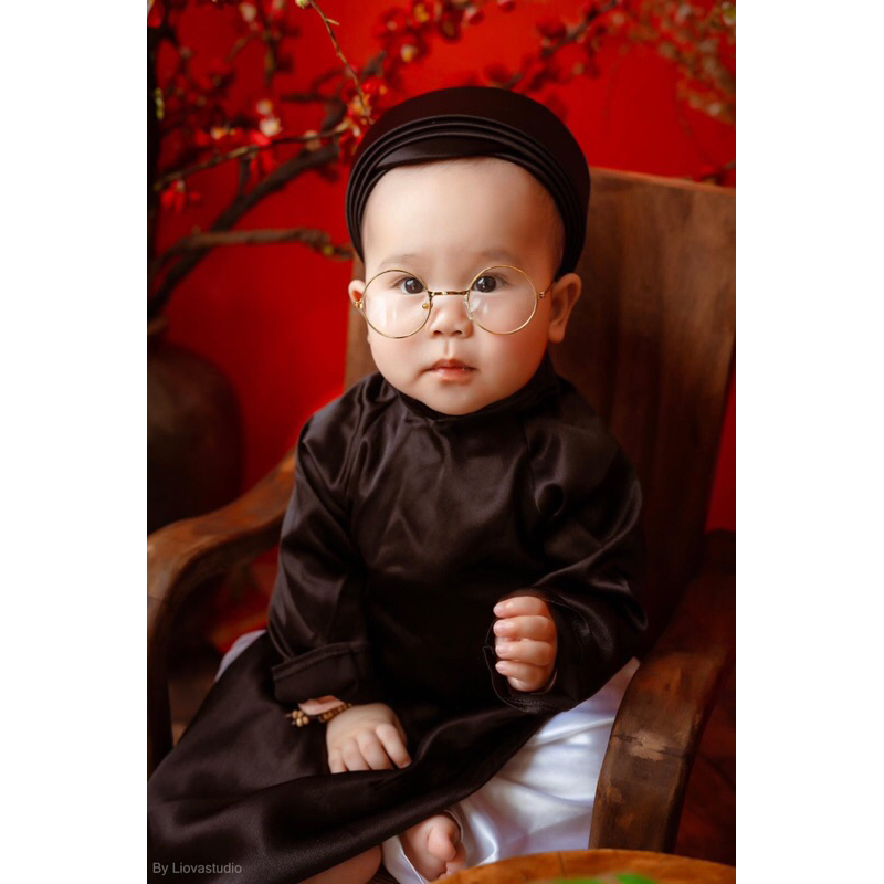 Áo dài ông đồ cho bé kèm khăn đóng