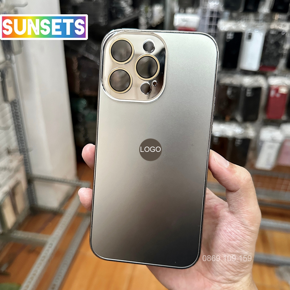 Ốp lưng iPhone 12/ 13/ 14 Plus/ 15 Pro Max kính nhám màu Titan