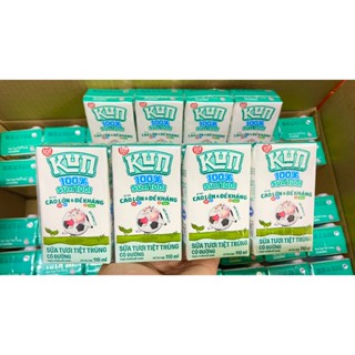 [Có thẻ săn quà] Thùng 48 hộp*110ml Kun Sữa Tươi TT 100% Có Đường Cao Lớn và Đề Kháng (Date mới)