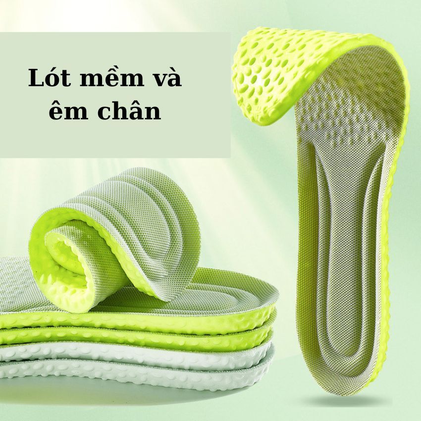 Lót giày thể thao nam nữ 4D cao cấp khử mùi,kháng khuẩn,mát sa chân giảm căng thẳng có thành phẩn ngải cưu LG12