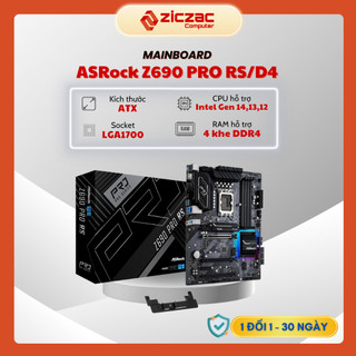 Mainboard bo mạch chủ asrock z690 pro rs 4 khe ram ddr4 - chính hãng bảo hành 36 tháng
