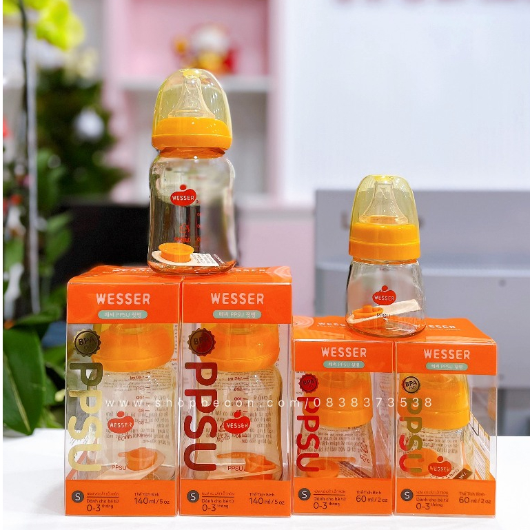 BÌNH SỮA WESSER CỔ HẸP 60ML/ 140ML MẪU MỚI NHẤT
