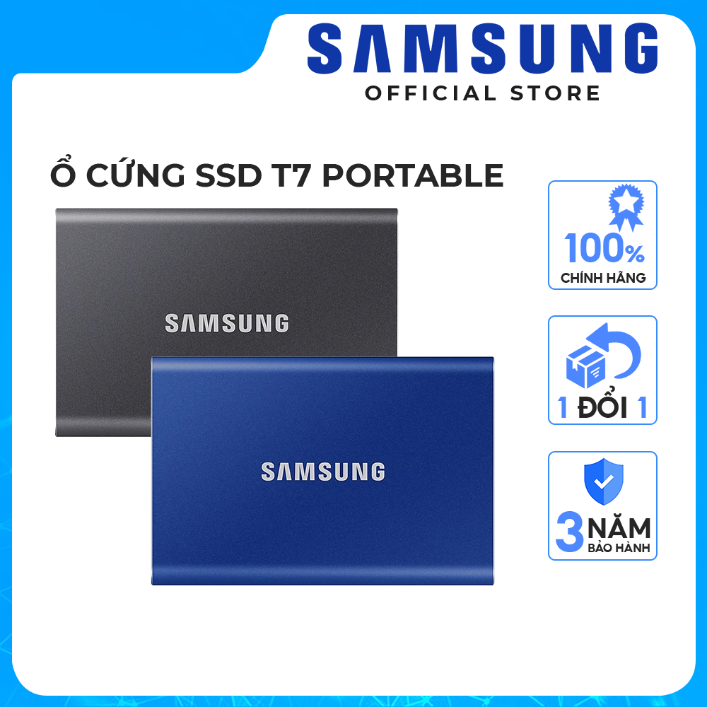 Ổ cứng di động SSD Samsung T7 Portable 500GB| 1TB| 2TB Tốc độ đọc 1050MB/s 1000MB/s USB Type C 3.2 Gen 2