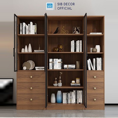 [Chỉ giao lắp tại TP.HCM] Tủ Gỗ Phối Cánh Kính Hiệu Đại Thương Hiệu SIB Decor KS602