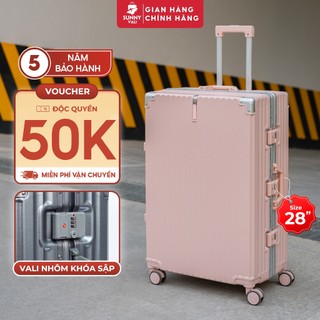 Vali SIZE 28 inch - SUNNY LUMI LM01 nhựa PC, bo góc khung nhôm - khóa hải quan TSA bảo hành 5 năm (TẶNG BỌC VALI CAO CẤP