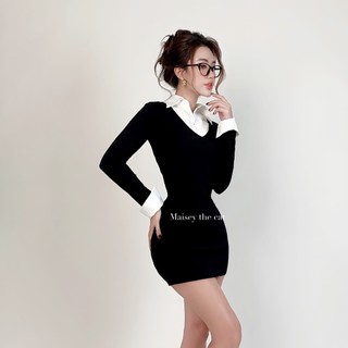 [MAISEY 1172] VÁY ÔM BODY CHẤT THUN PHỐI CỔ SƠ MI