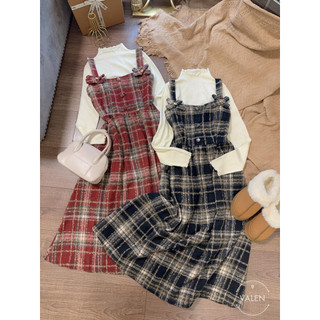 Set áo + váy dạ kẻ 2s(2720)