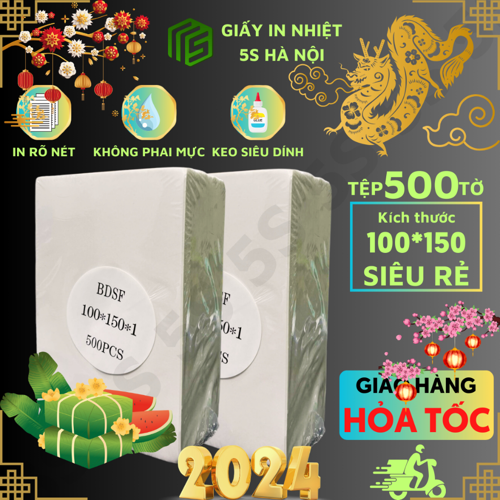 Giấy In Nhiệt A6 Khổ 100x150mm 5S Chuyên In Đơn, In Bill Tệp 500 Tờ Loại Siêu Rẻ