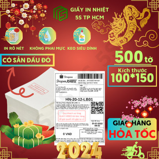 Giấy in nhiệt A6 size 100x150mm có sẵn dấu mộc đỏ nhanh tiện lợi