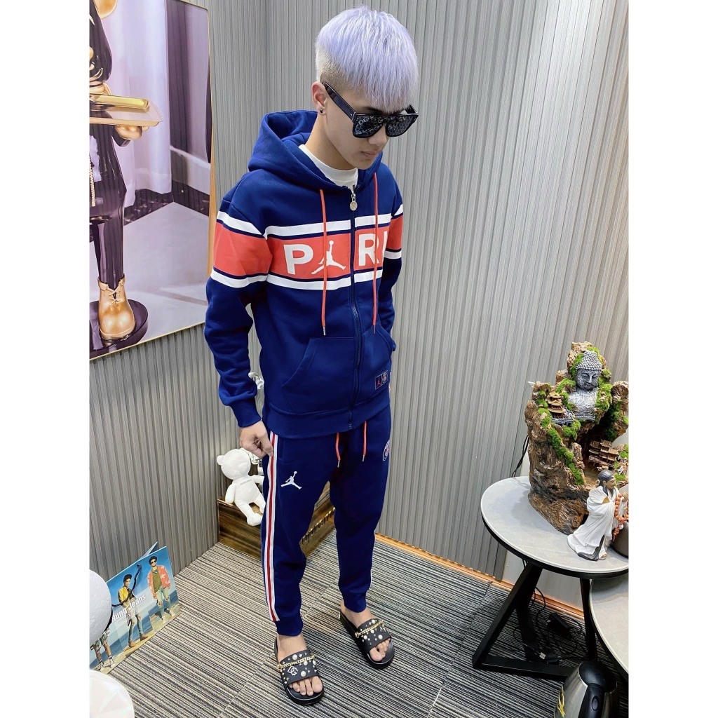 Bộ Đồ Nam Nỉ Thể Thao Dài Tay JD Paris  Bộ Nỉ Thể Thao Nam Paris Logo Thêu Ngực Thời Trang Hot Trend