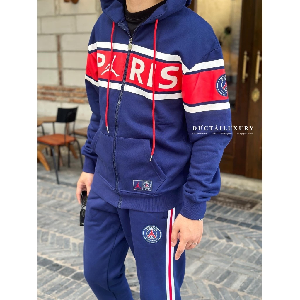 Bộ Đồ Nam Nỉ Thể Thao Dài Tay JD Paris  Bộ Nỉ Thể Thao Nam Paris Logo Thêu Ngực Thời Trang Hot Trend