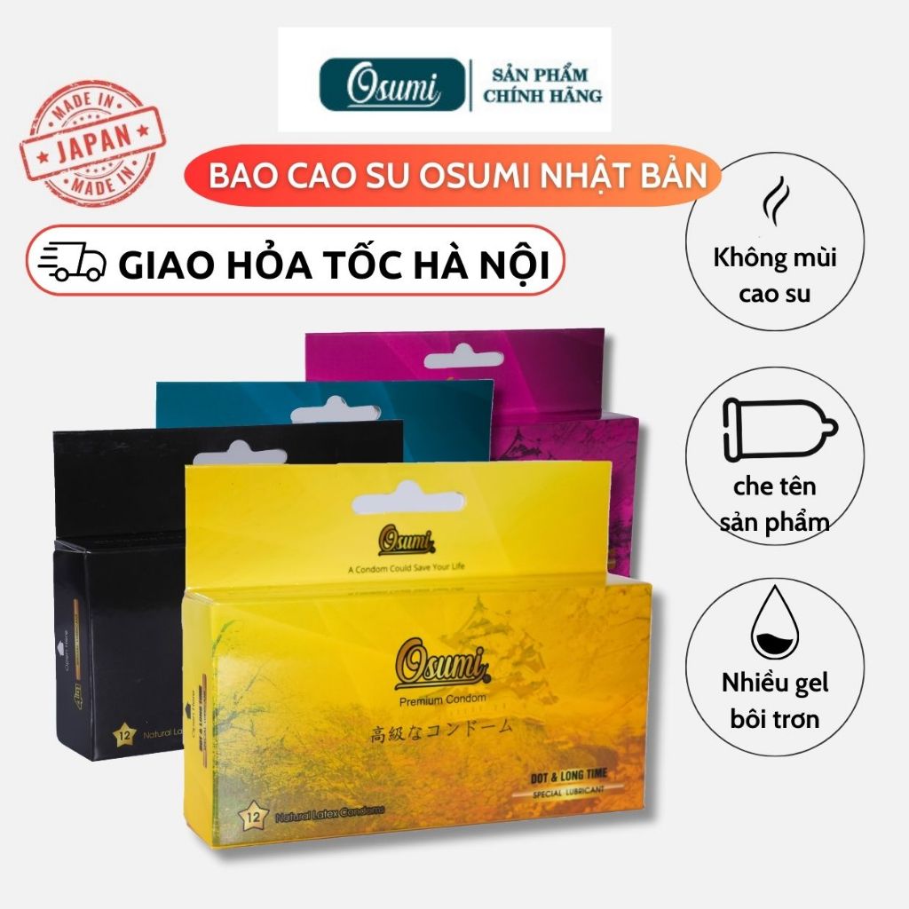 Bao Cao Su Gai,Bao Cao Su Kéo Dài Quan Hệ Osumi , Gân Gai,Có Gai, Siêu Mỏng Trơn - Hộp 12c