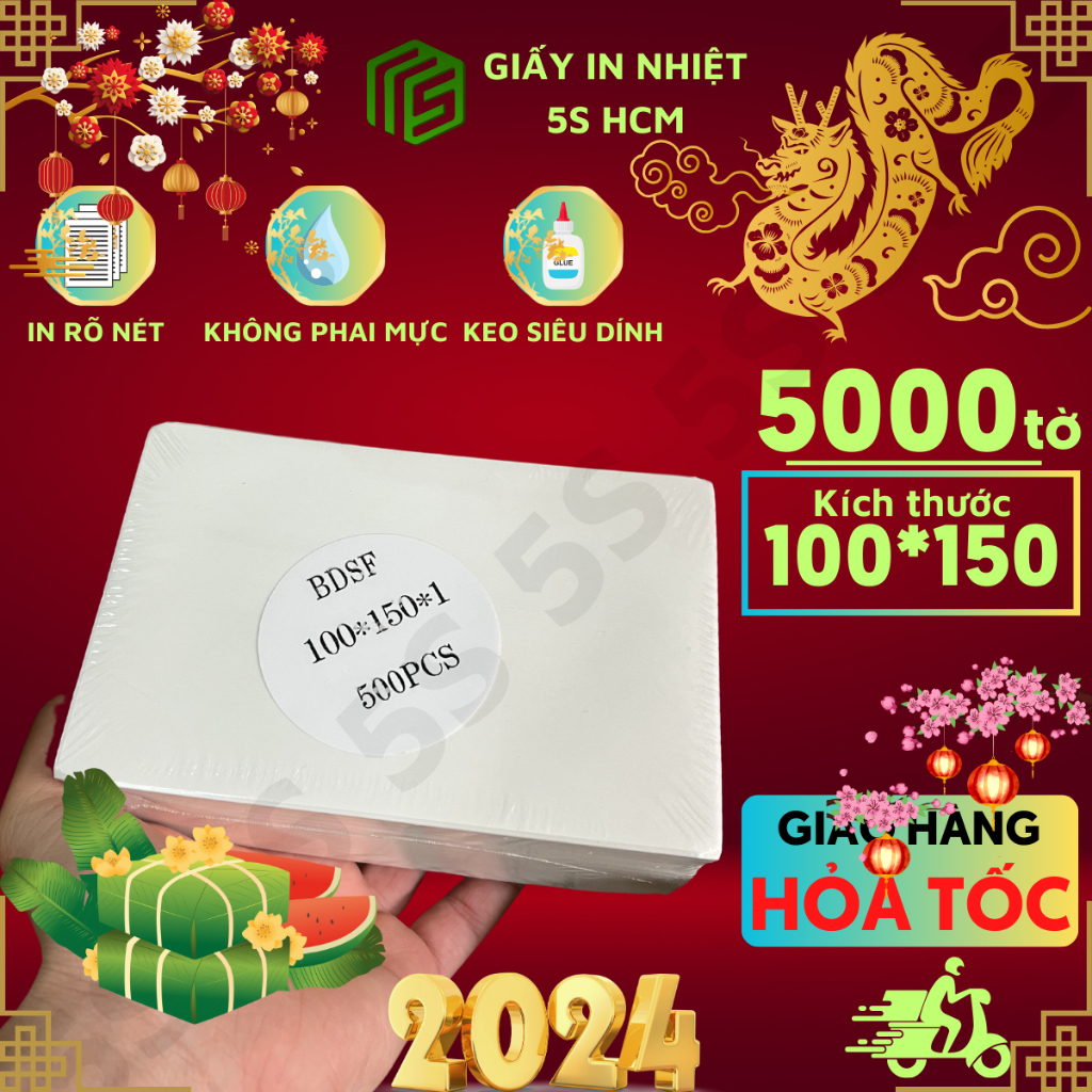 Combo 5000 Tờ Giấy In Nhiệt Tự Dính A6 Khổ 100x150mm, Giấy In Nhiệt In Đơn Hàng, Bill Đóng Hàng SIêu Rẻ