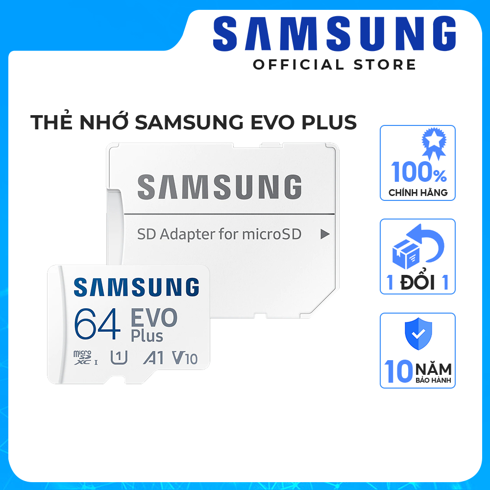 Thẻ nhớ Samsung Evo Plus MicroSDXC | 64GB | 128GB | 256GB | 512GB - Hàng chính hãng