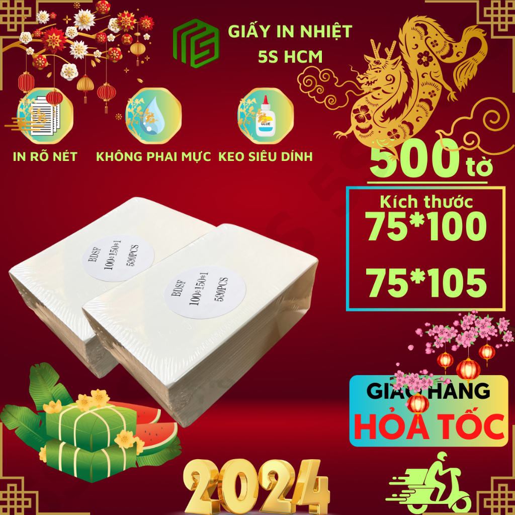 Giấy In Nhiệt A7 Tệp 500 Size 75x100 75x105 In Tem Mã Vận Đơn TMĐT