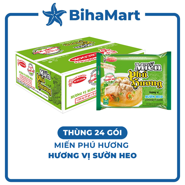 [THÙNG] - ACECOOK - Miến Phú Hương vị Sườn heo, Miến gói NƯỚC vị Sườn heo Phú Hương, Miến đậu xanh Phú Hương vị Sườn heo