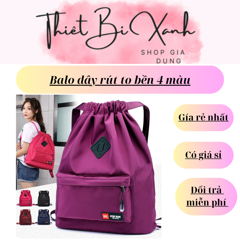 Ba Lô Dây Rút Gấp Gọn Chống Thấm Đa Năng, Ba Lô Dã Ngoại, Ba Lô Thể Thao Hàng Chất Lượng Cao có túi nhỏ chống trộm