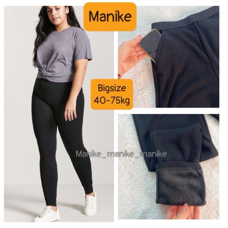 Quần Nỉ Lót Lông CÓ TÚI Manike Quần Legging Nỉ Nữ Siêu Ấm Mùa Đông