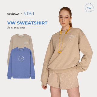  Áo nỉ cổ tròn tay dài nữ nỉ chân cua đứng dáng VW SWEATSHIRT