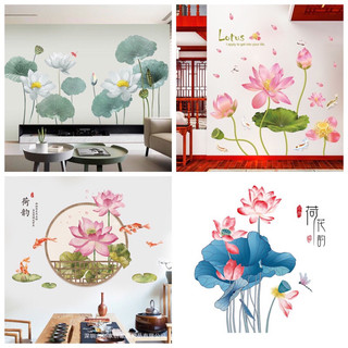 Tranh dán tường , decal dán tường hoa sen