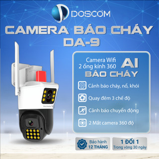 Camera Wifi Doscom DA-9 Báo Khói, Báo Cháy - Giám Sát An Ninh 360 độ, Tích Hợp Micro, Hỗ Trợ Tầm Nhìn Đêm