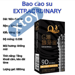 Bao cao su gai EXTRAORDINARY gai 9D, nhiều gân gai và gel bôi trơn, mỏng