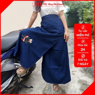 Váy Chống Nắng Nữ Cao Cấp Vải Jean Dày Thêu Họa Tiết Chuồn Chuồn Mỹ Huyền Store