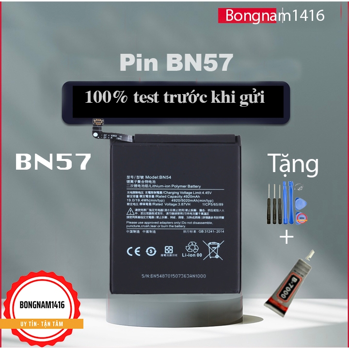 Pin Xiaomi BN57 / Poco X3 / Poco X3 Pro tặng bộ sửa và keo dán b7000.