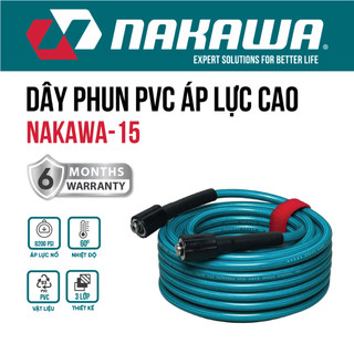 Dây phun áp lực chất liệu PVC NAKAWA đầu ren 22mm chuyên dùng cho máy rửa xe chống xoắn, chống gập rối dây