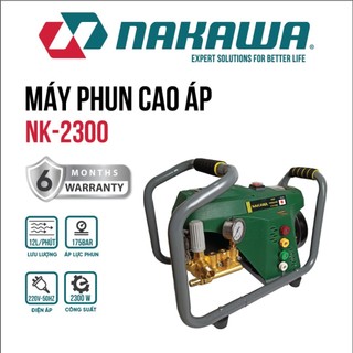 Máy rửa xe Nakawa NK2300, Công suất 2300W, motor dây Đồng, Tặng kèm 4 đầu phun, Áp lực cực mạnh đánh bay mọi vết bẩn