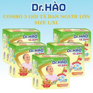 Tã Dán Người Lớn Dr.Hào Size L/XL 10 Miếng (Combo 5 gói), tã người già Siêu Thấm, Chống Hăm, Khử mùi