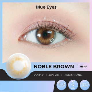 Kính áp tròng Noble Brown Blue Eyes, dòng lens cận sử dụng sáu tháng, giãn tròng vừa, màu nâu cam NOB-BR