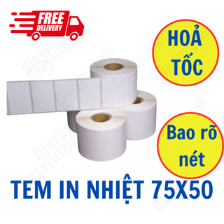 Decal nhiệt in đơn GHTK,giấy in tem Phụ 75x50 mm cuộn 30m
