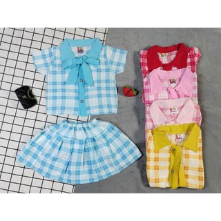 (4 set 4 màu 4 họa tiết khác nhau) Combo 4 Set Áo Kèm Chân Váy  (có quần lót trong ) Bé (6-18kg)